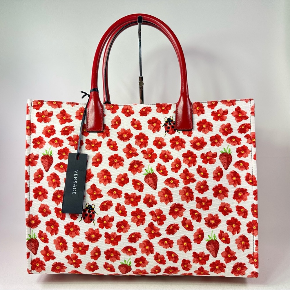 NEW! Large Versace Medusa Strawberry Fields Tote - Picture 10 of 13